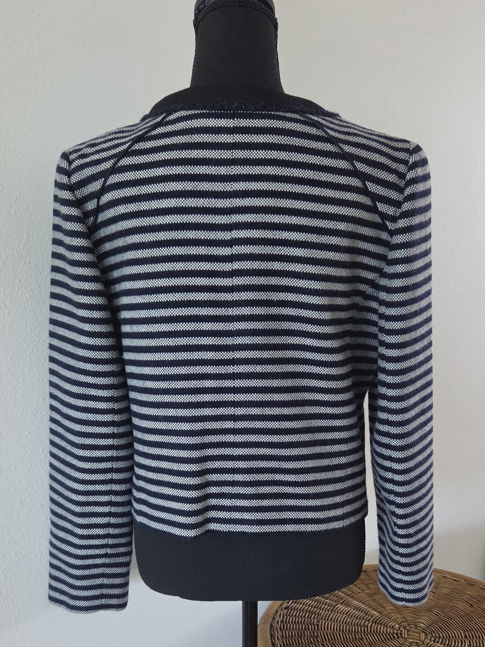J. Crew Navy and Light Gray Striped Cropped Jacket - Picture 5 of 12